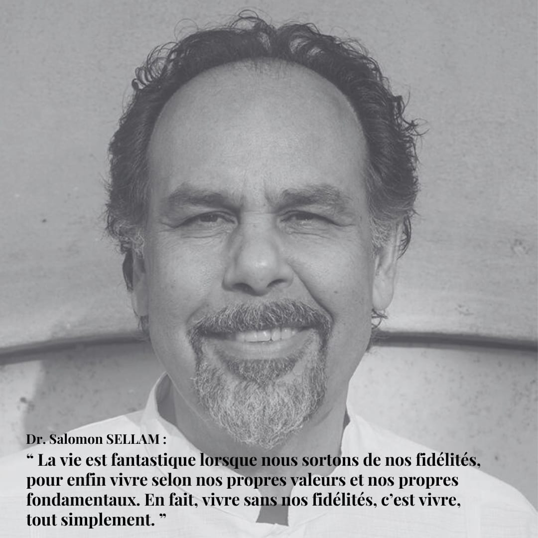 image de l'auteur Dr. Salomon Sellam en niveau de gris avec une citation de son livre changer son destin